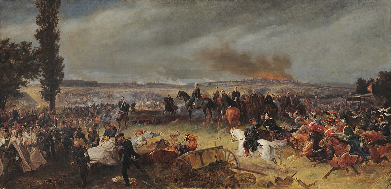 Schlacht bei Königgrätz am 3. Juli 1866: spätere Darstellung von Georg Bleibtreu.