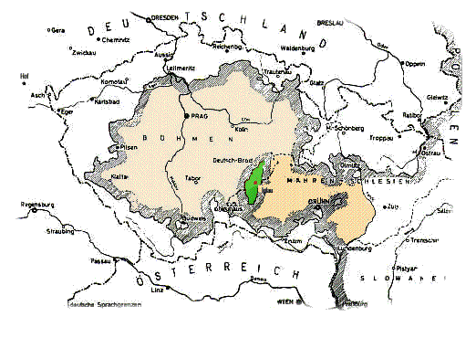 Karte der Iglauer Sprachinsel